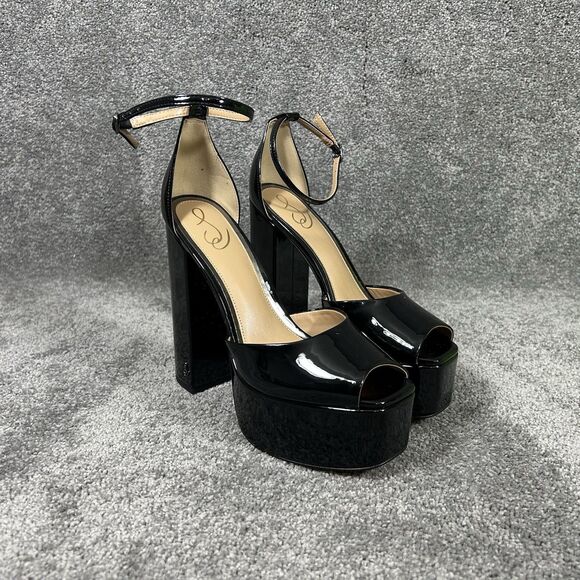 Sam Edelman Kori Women’s Size 7 Black Patent Leather Platform Strappy Heels New - Picture 4 of 14